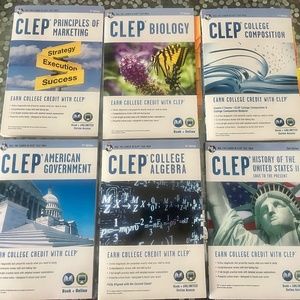 REA CLEP Study Guide Lot:  Biology, US II, Algebra,  Comp, Gov, Marketing